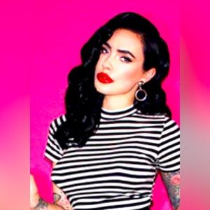 Vixen black and White Striped Top